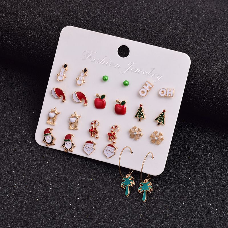 Christmas Santa Claus Hat Tree Earrings Set Wholesale Nihaojewelry