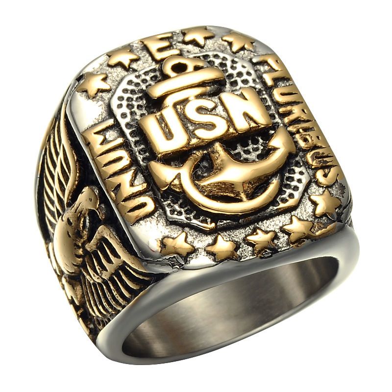 Retro Usn Corps Stainless Steel Eagle Anchor Ring Wholesale Nihaojewelry