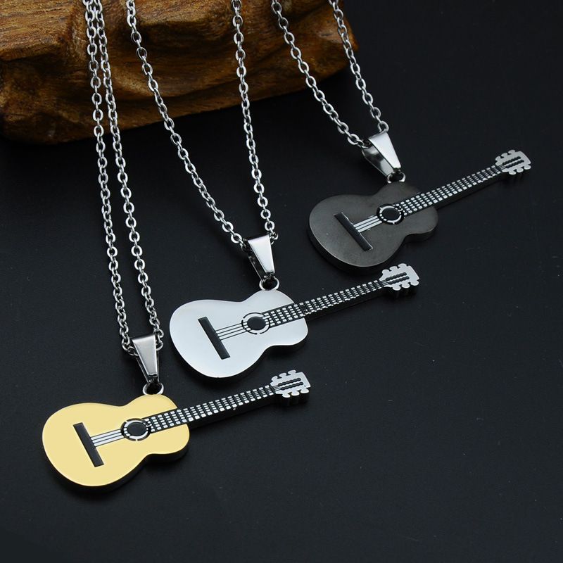 Fashion Stainless Steel Guitar Necklace Pendant Wholesale Nihaojewelry