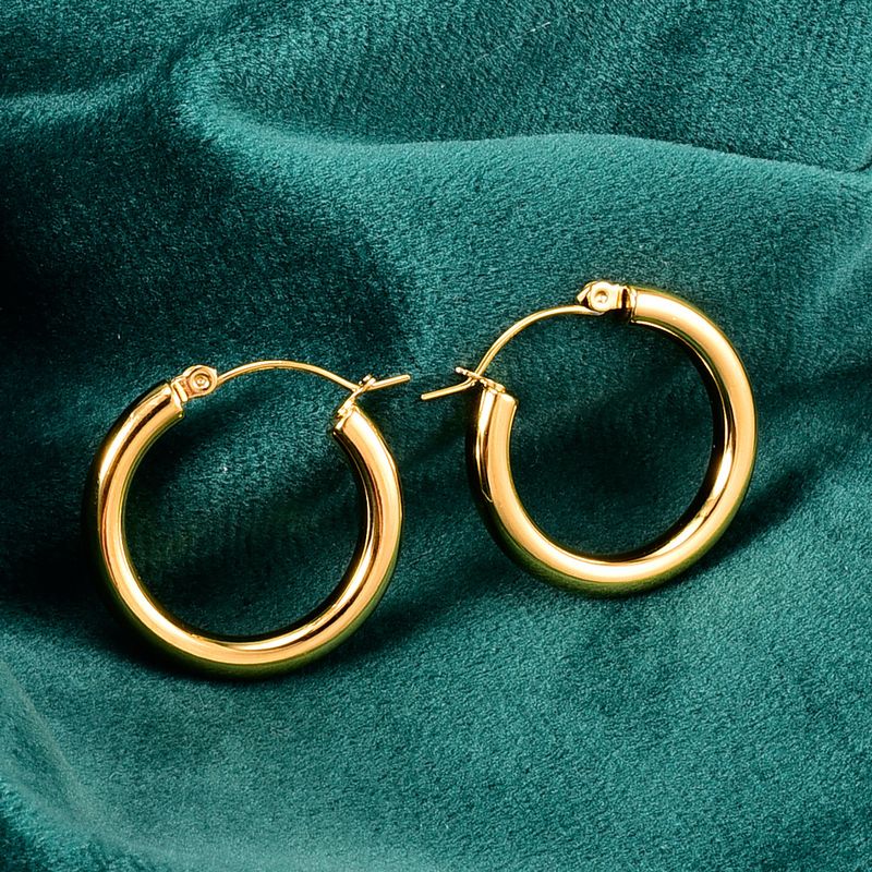 Korean Gold-plated Thick Circle Hoop Titanium Steel Earrings Wholesale Nihaojewelry