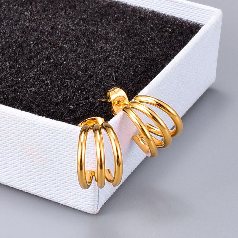 Fashion Line Three-line Bending Stud Earrings Wholesale Nihaojewelry