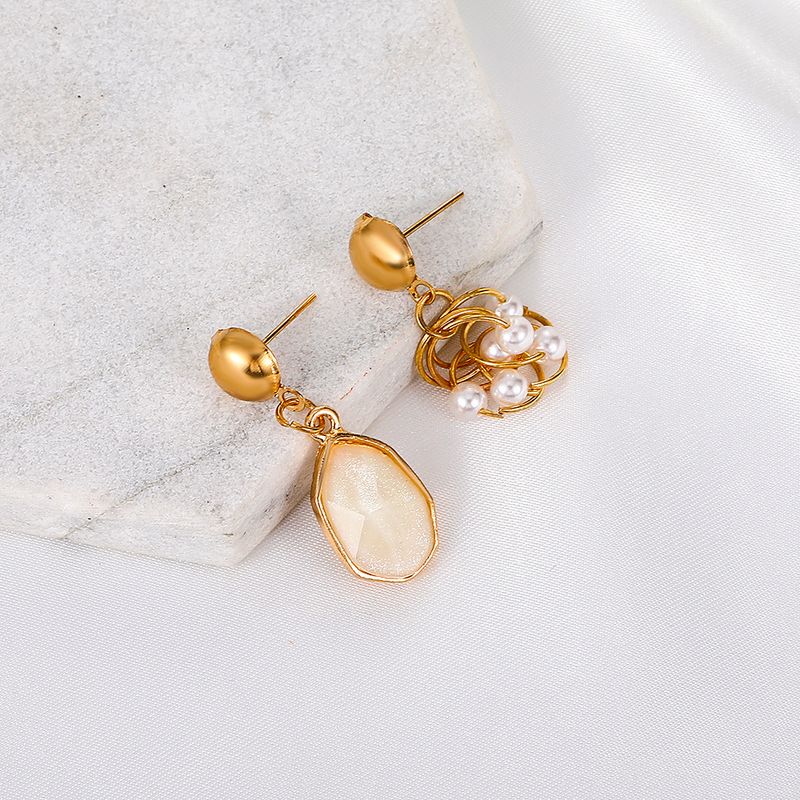 Fashion Asymmetrical Pearl Opal Earrings Wholesale Nihaojewelry