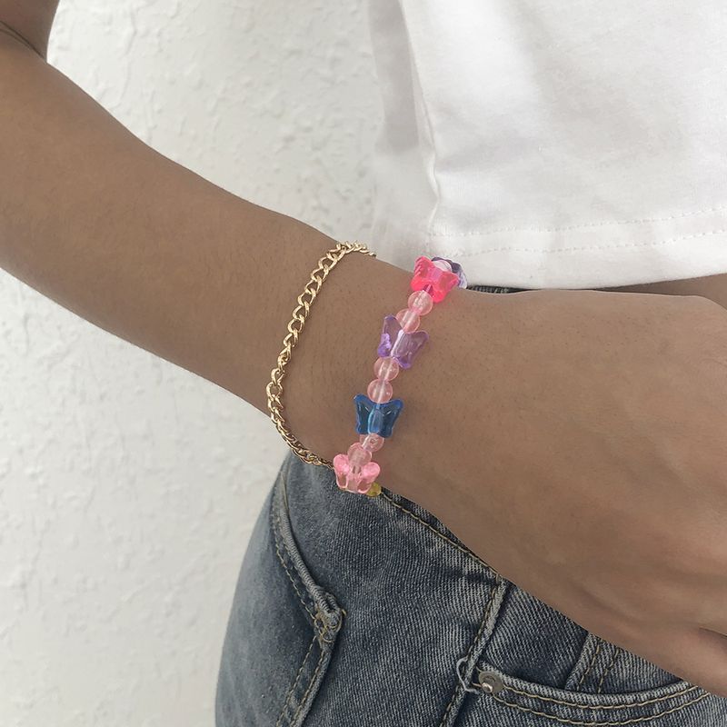 Candy Color Harz Schmetterling Herzförmige Perlen Armband Set Großhandel Nihaojewelry