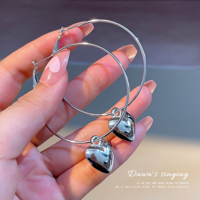 Boucles D&#39;oreilles En Cuivre Cercle Coeur Brillant À La Mode En Gros Nihaojewelry