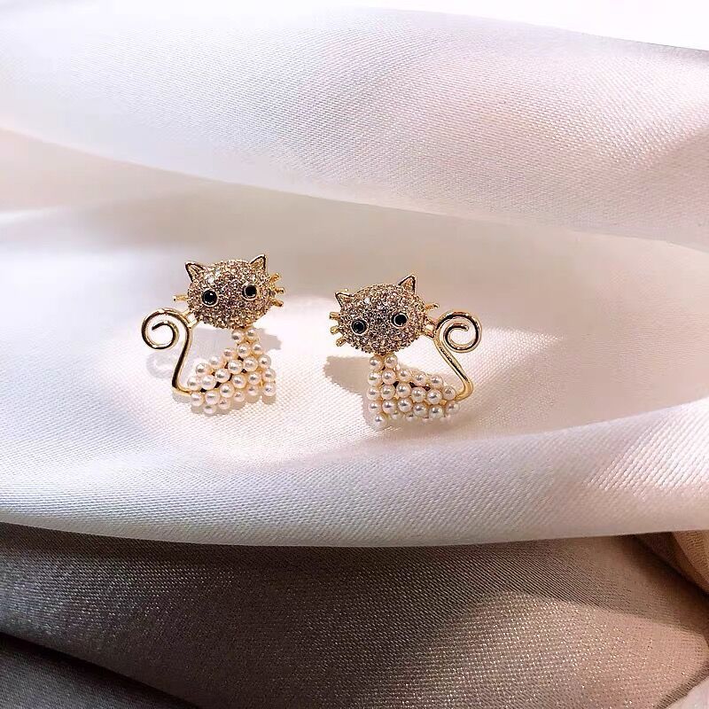 Korean Cat Pearl Earrings Wholesale Nihaojewelry