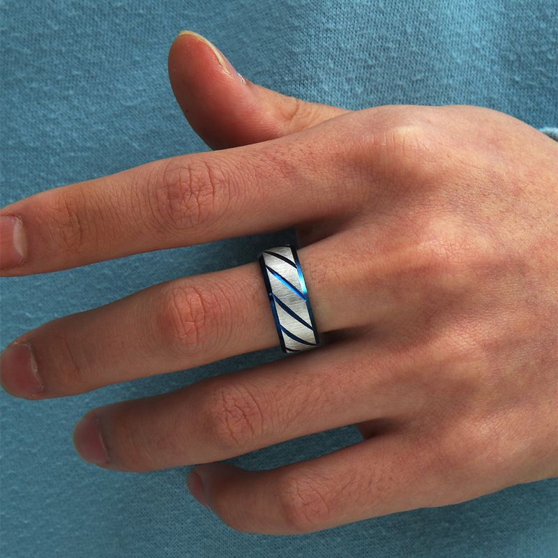 Simple Stripe Stainless Steel Frosted Ring Wholesale Nihaojewelry