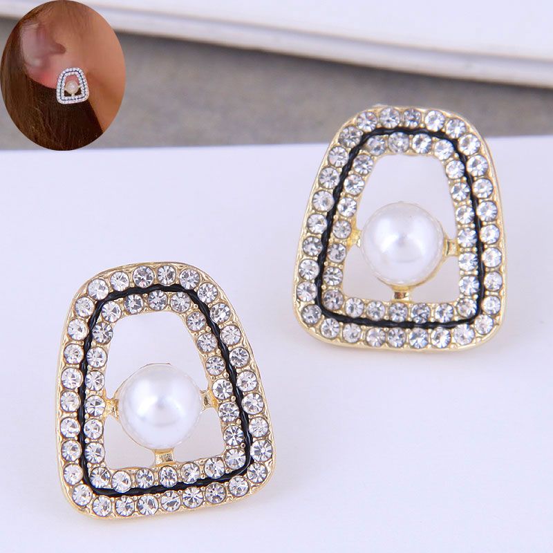 Fashion Flash Diamond Pearl Boucles D&#39;oreilles En Gros Nihaojewelry