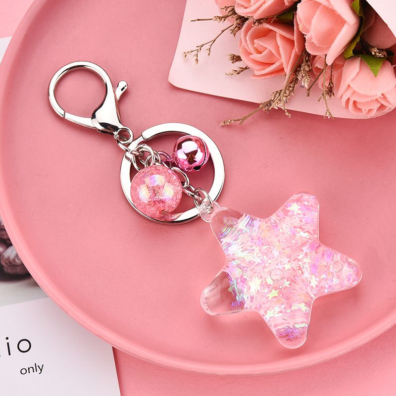 Korean Acrylic Five-pointed Star Flowing Sequins Keychain Wholesale Nihaojewelry