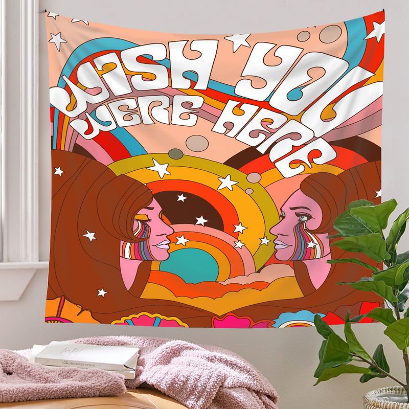 Vintage Fashion Painting Letter Printing Psychedelic Background Decoration Tapestry Wholesale Nihaojewelry