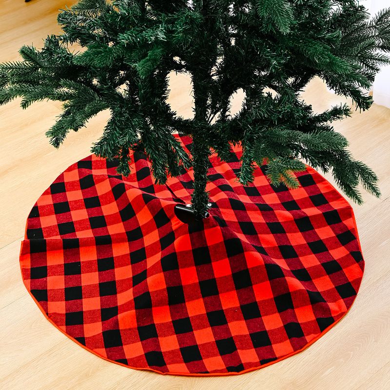Christmas Red And Black Lattice Tree Skirt Decoration Wholesale Nihaojewelry