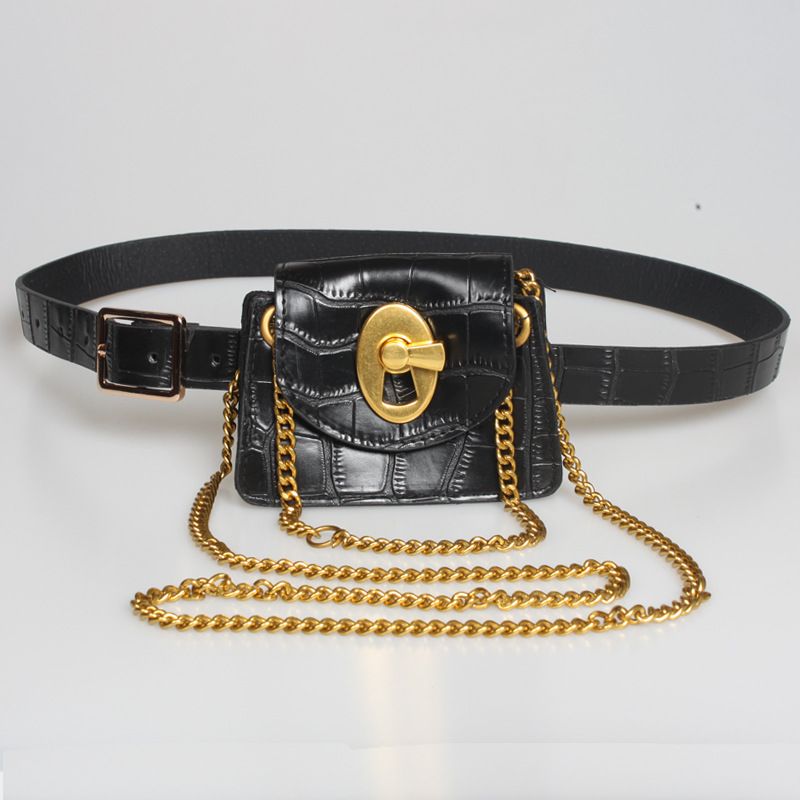 2020 Spring And Summer New Women's Cross-body Bag Multi-usage Personality Chain Small Bag Crocodile Vintage Chain Belt Waist Bag