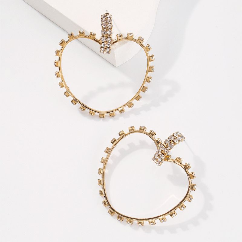 Mode Voller Diamant Liebe Persönlichkeit Geometrische Ohrringe