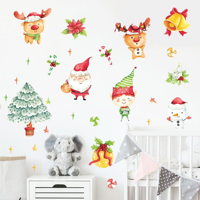 Cartoon Painted Santa Snowman Christmas Tree Kid Wall Sticker Wholesale Nihaojewelry