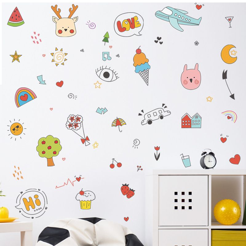 New Cartoon Animal Plant Airplane Moon Children's Bedroom Wall Stickers Wholesale Nihaojewelry