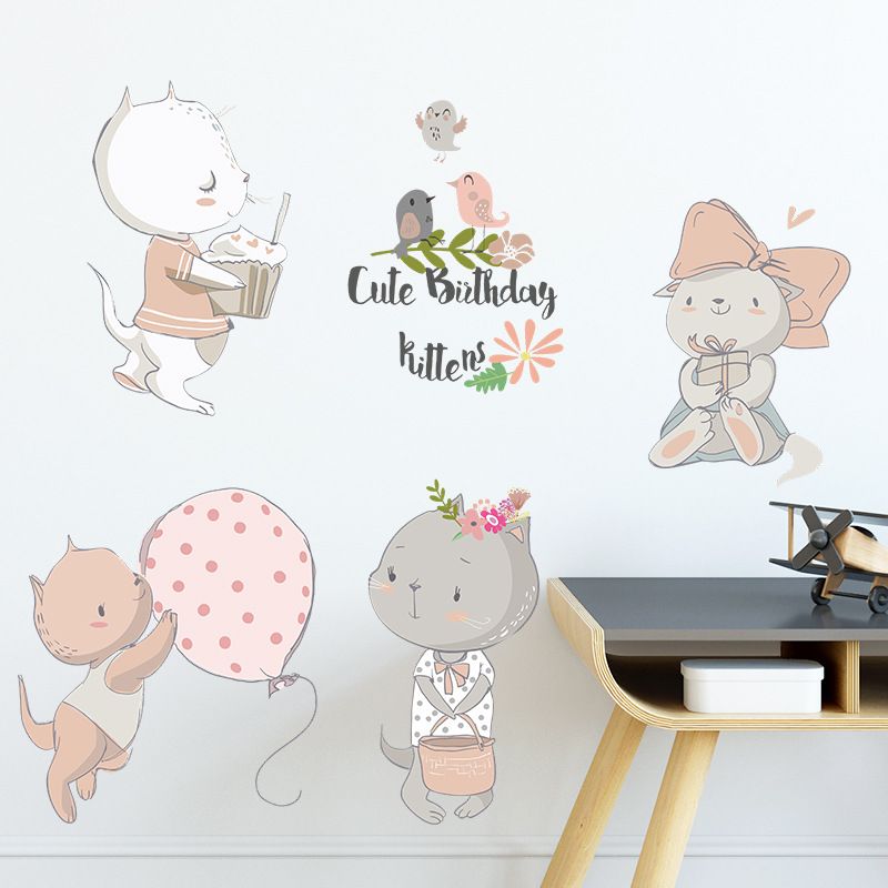 Nouveau Fx-d241 Bande Dessinée Mignon Kitty Enfants De Chambre Couloir Mur Embellir Mural Décoratif Autocollant Auto-adhésif