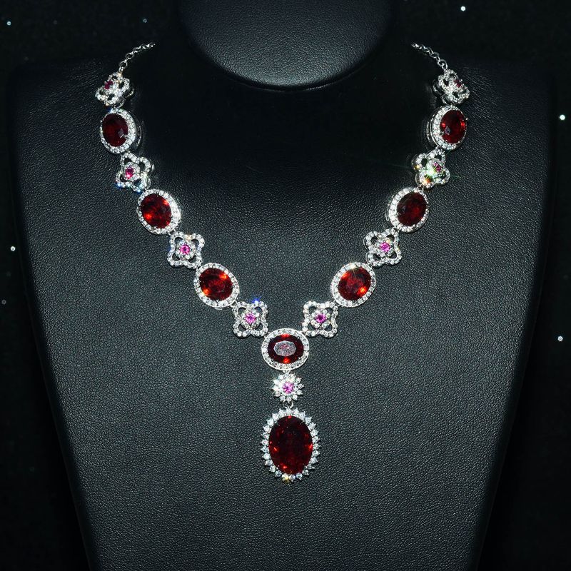 Imitation Natural Ruby Necklace Fashion Luxury High-end Jewelry Bracelet Earrings Ring Pendant