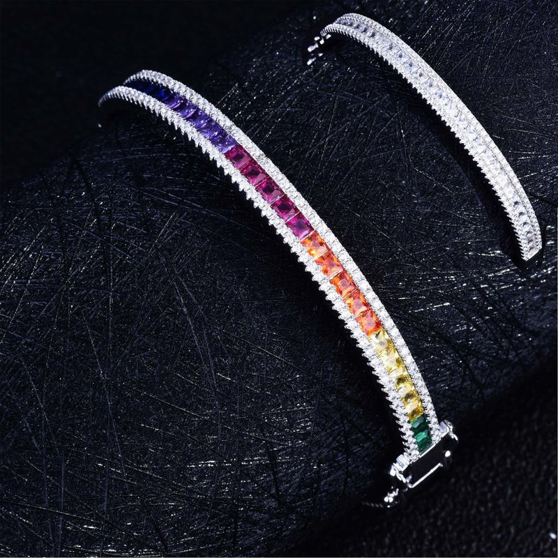 Light Luxury Color Treasure Bracelet Double-sided Micro-inlaid High Carbon Diamond Zircon Colorful Tourmaline Buckle Bracelet