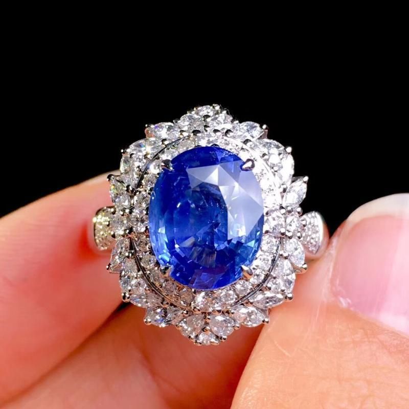 Bague En Saphir De Bleuet Imitation Sri Lanka Femme De Luxe De Luxe À Haute Teneur En Carbone Diamant Couleur Pendentif Bijoux En Pierres Précieuses