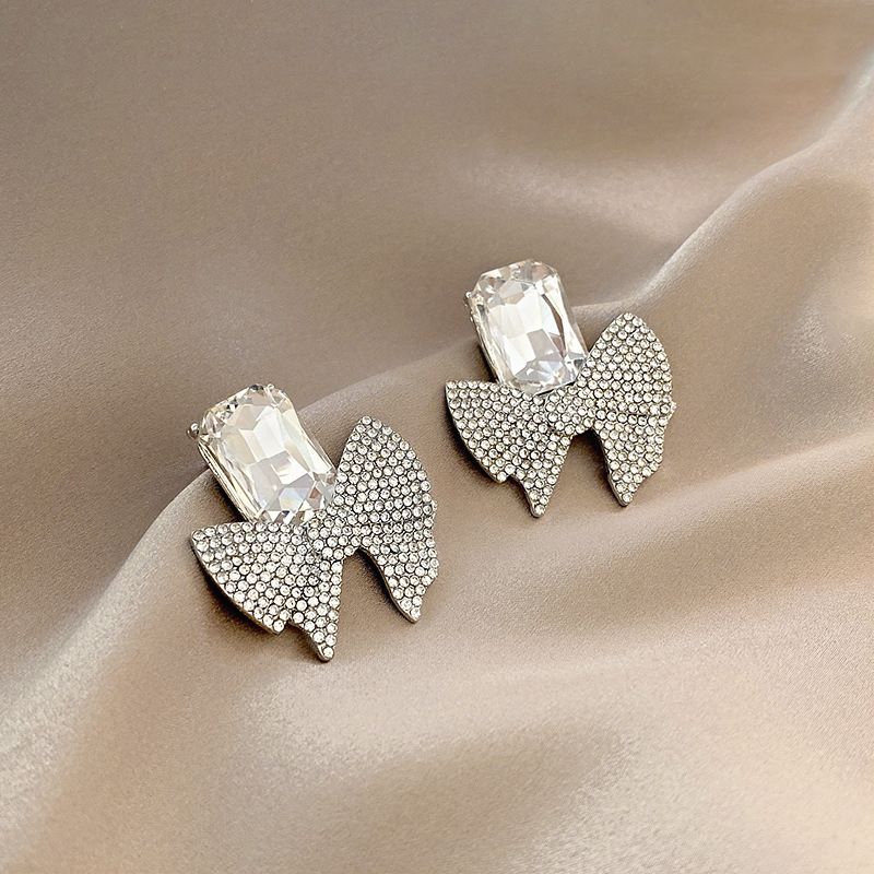 S925 Silver Needle Exaggerated Super Flash Earrings Personality Design Zircon Earrings Wholesale
