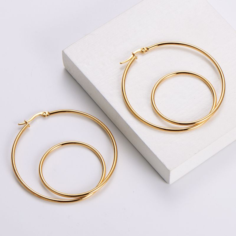 Simple Style Geometric Plating Stainless Steel No Inlaid 18K Gold Plated Earrings