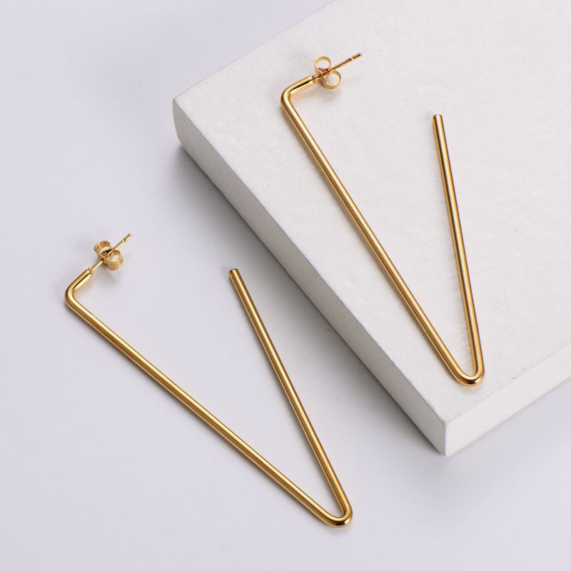 Simple Style U Shape Plating Stainless Steel No Inlaid 18K Gold Plated Earrings