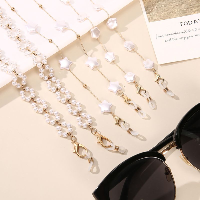 Foreign Trade Special-shaped Pearl Glasses Chain Diy Hanging Neck Anti-lost Pearl Star Glasses Mask Chain Extension Chain Metal Chain