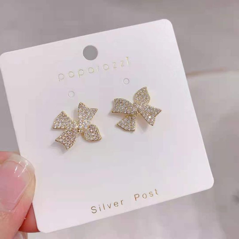 Pendientes De Diamantes De Imitación Con Lazo Nuevo De Estilo Retro Pendientes Simples Coreanos Pendientes Personalizados