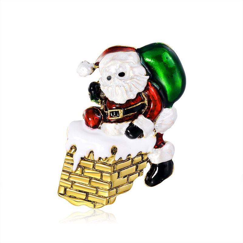 New Christmas Brooch Jewelry Alloy Dripping Cartoon Holiday Santa Corsage Wholesale