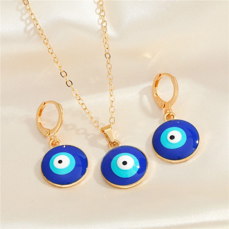 Neue Schmuck Dunkelblaue Augen Kreative Türkische Augen Ohrringe Schlüsselbein Kette