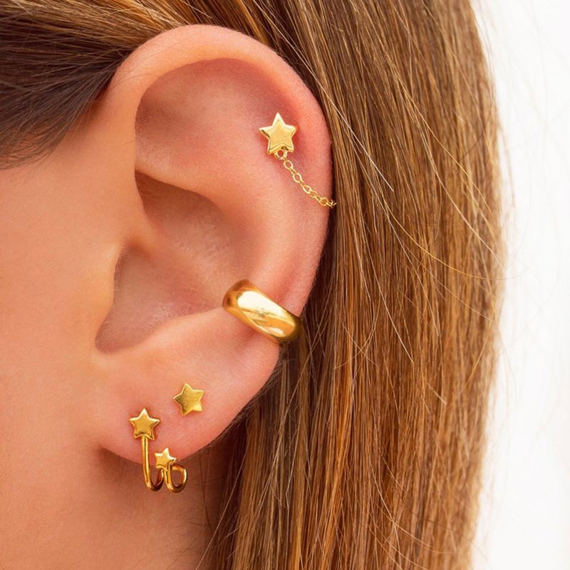 Fashion Jewelry Unilateral Star Ear Clip Earrings Set