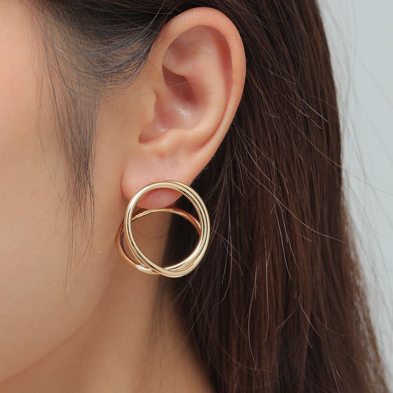 Fashion Jewelry Coil Winding Stud Earrings Metal Earrings