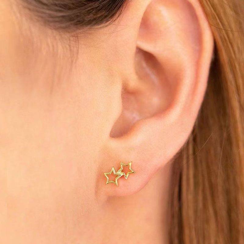 Fashion Jewelry Star Stud Hollow Earrings