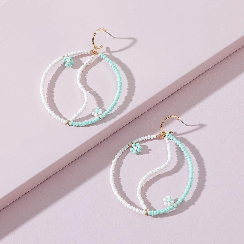 Qingdao Davey European And American Fashion Jewelry Rice-shaped Beads Stringed Beads Yin And Yang Exaggerated Earrings Girls Earrings