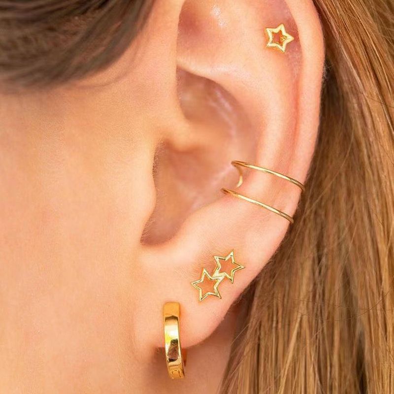 Qingdao Davey European And American Fashion Jewelry Xingx Ear Clips And Ear Studs Copper Eardrop Earring Set Unilateral Earrings