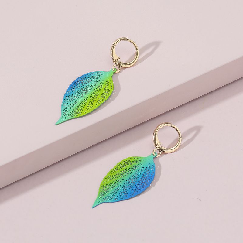 Fashion Jewelry Hollow Color Leaf Earrings