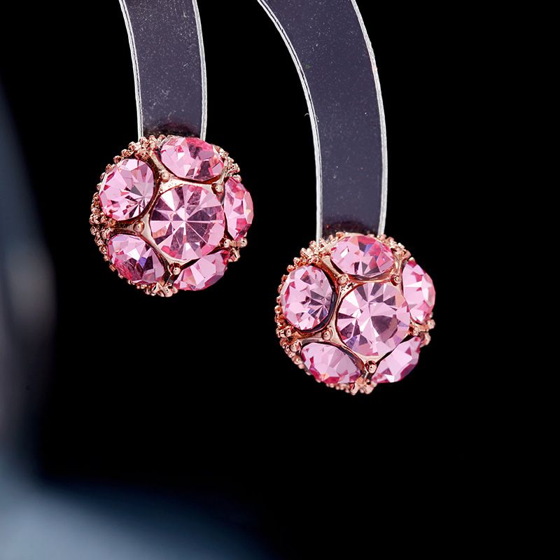 Small Simple Pink Diamond Earrings S925 Silver Needle Design Crystal Diamond Earrings Jewelry Trend