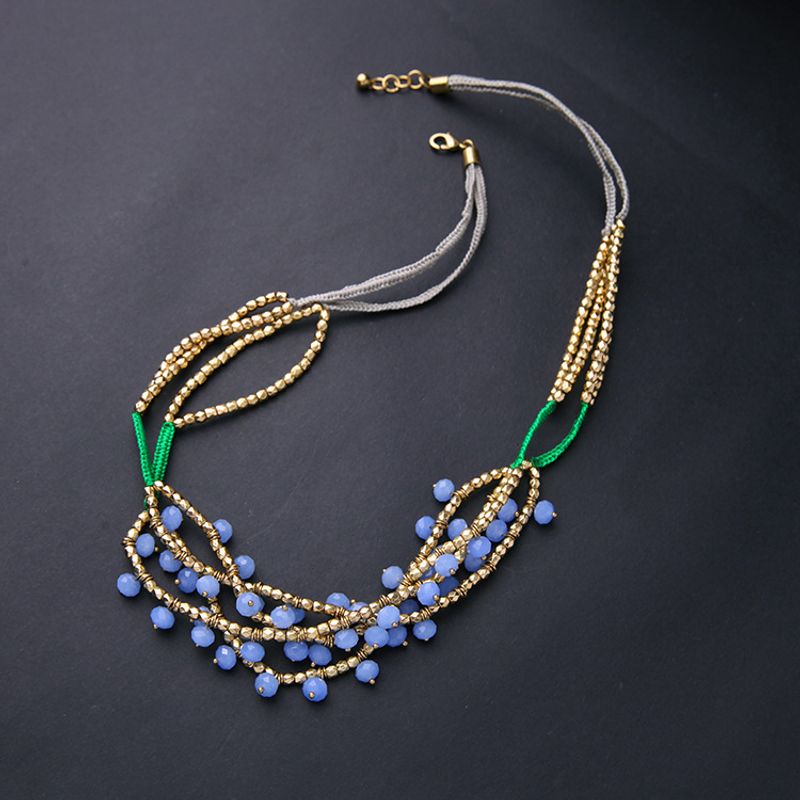 Graceful And Fashionable Ol Necklace Internet Celebrity Same Style Purple Crystal Gem Necklace European And American Atmosphere Multilayer Collarbone Necklace Wholesale
