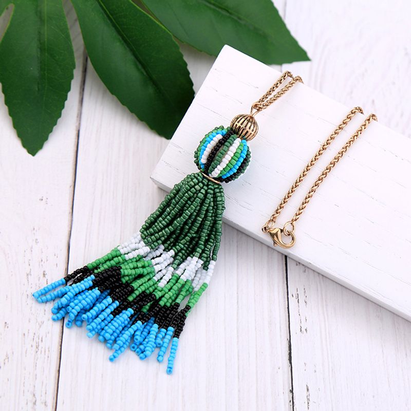 European And American Fashion Chain Long Ethnic Style Tassel Necklace Elegant Bohemian Beach Accessories Necklace Clavicle Chain