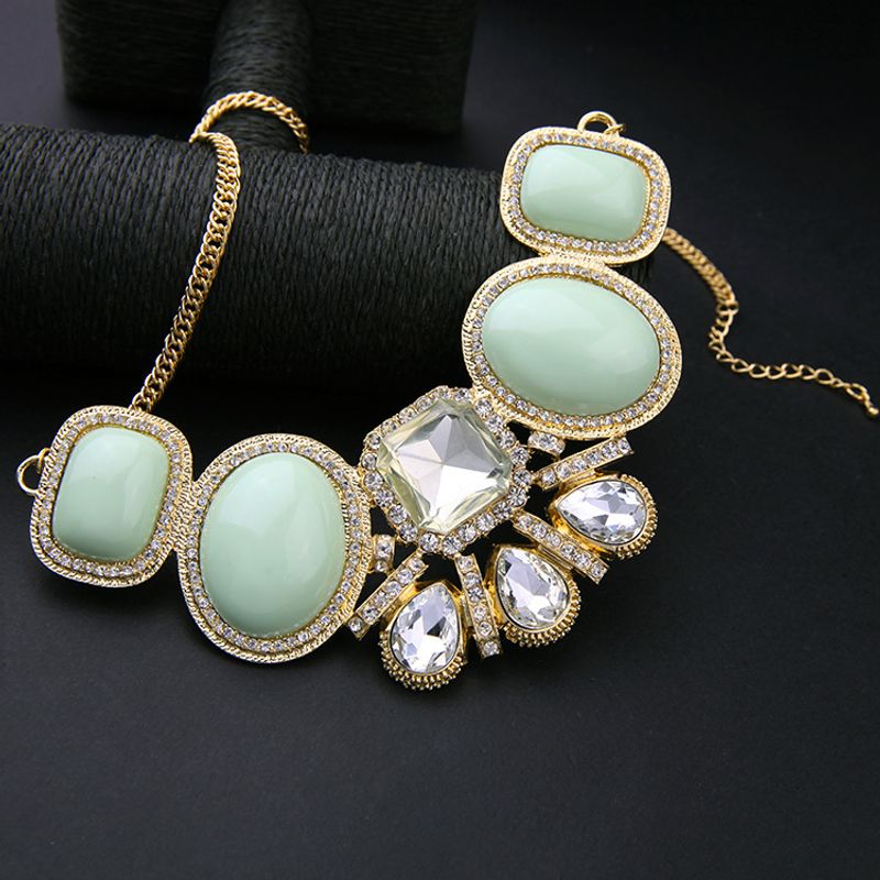 Creative Personality Gemstone Necklace Small Fresh Water Drop Clavicle Chain Fashion Accessories Sweater Chain Wholesale