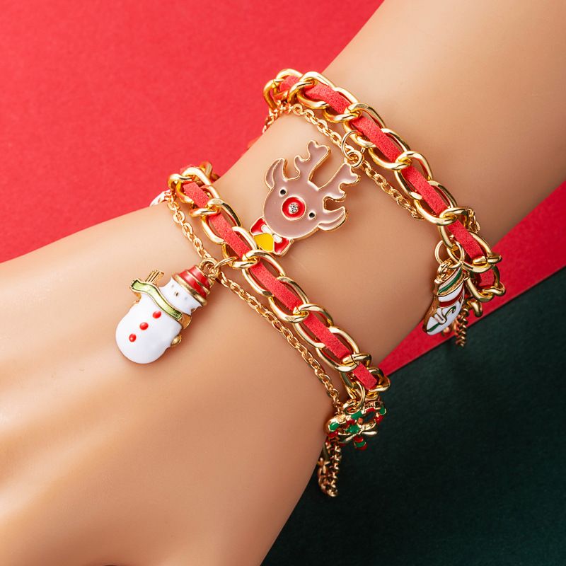 Christmas Series Creative Christmas Tree Elk Snowman Socks Bow Christmas Bracelet