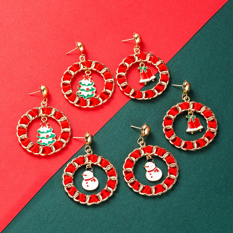 Christmas2021 New Christmas Earrings Metal Dripping Circle Old Snowflake Eardrops Stud Earrings Earrings