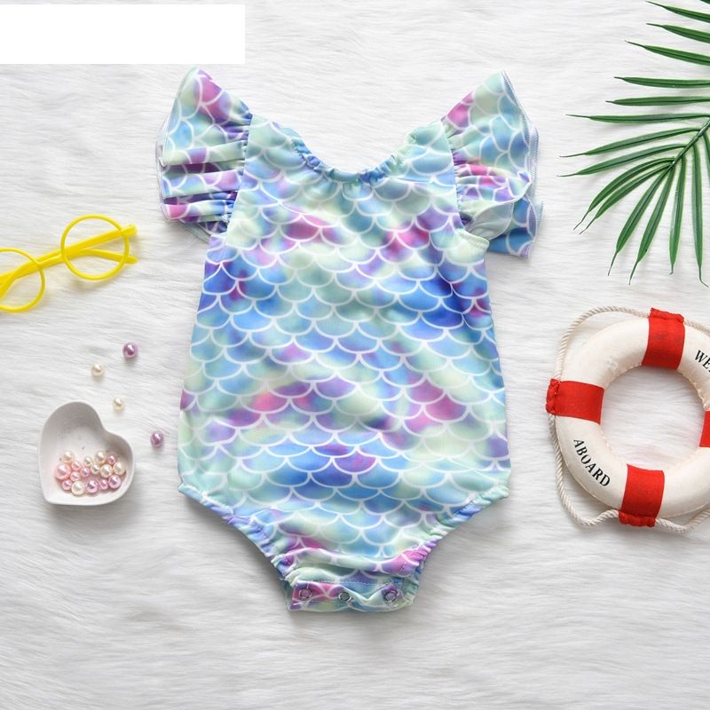Heißer Stil Mädchen Badeanzug Außenhandel Heiß Verkaufte Baby Fischs Chuppen Einteilige Badeanzug Kinder Kleidung Swimwear