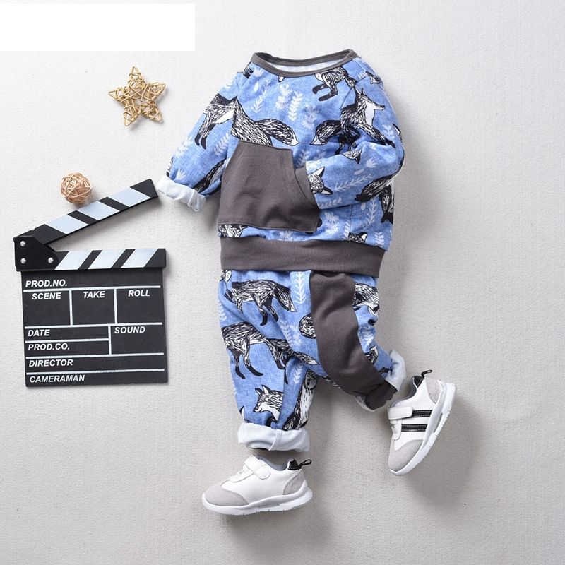 Children's Round Neck Thick Sweater Autumn And Winter Boy Sweater Suit