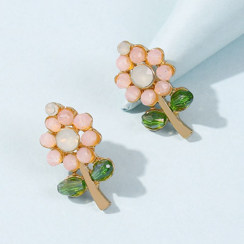 Fashion Imitation Crystal Small Fresh Flower Earrings