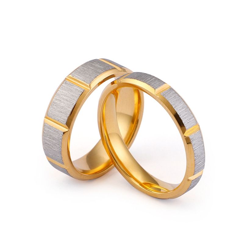 European And American New Jewelry Electroplating Sand Surface Stainless Steel Couple Ring Wholesale