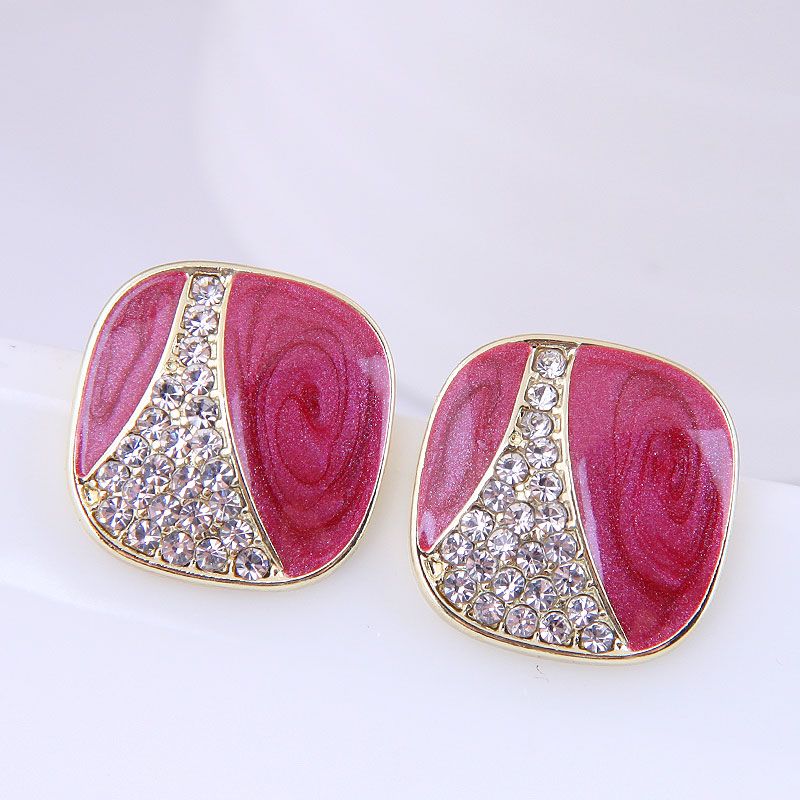 925 Silver Needle Exquisite Korean Fashion Sweet Ol Simple And Versatile Rhinestone-studded Square Temperament Earrings