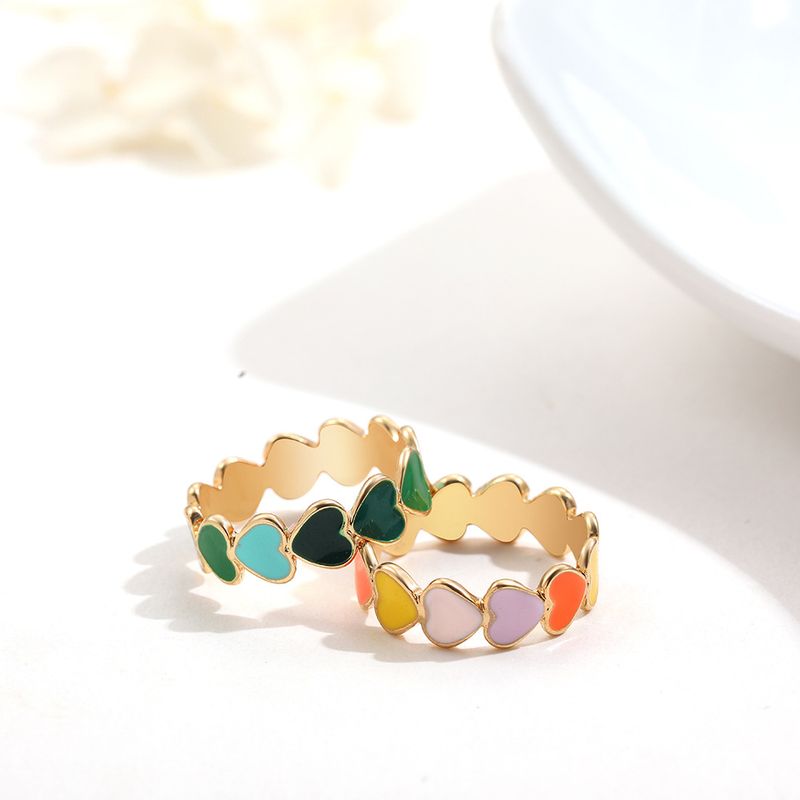 South Korean New Color Dripping Oil Love Ring Personalized Fashion Ring Ins Style Jewelry
