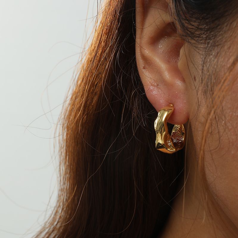Women's Irregular Glossy Copper Earrings