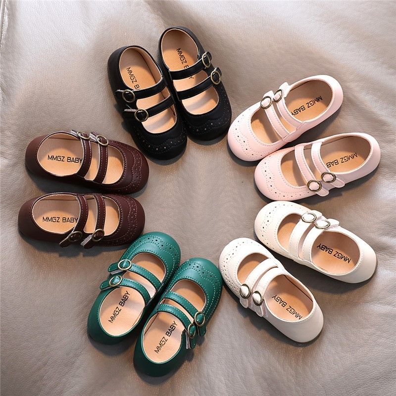 Zapatos Pequeños De Cuero Para Niñas Primavera Y Otoño Nuevos Zapatos Individuales De Punta Redonda Zapatos De Princesa Simples Zapatos Coreanos De Guisantes Para Bebés