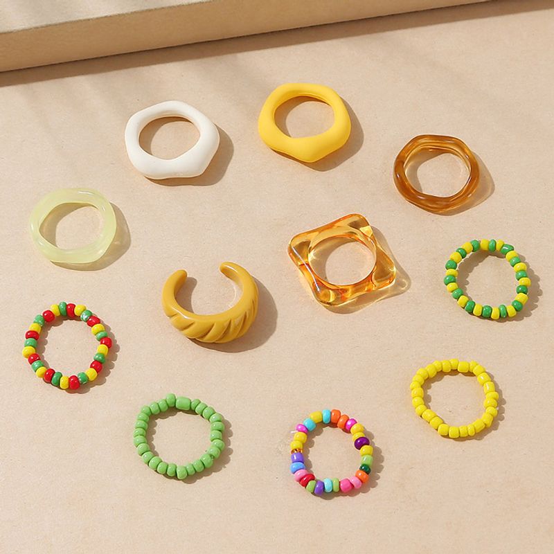 Korean Creative Resin Beads Ring Set Wholesale Nihaojewelry